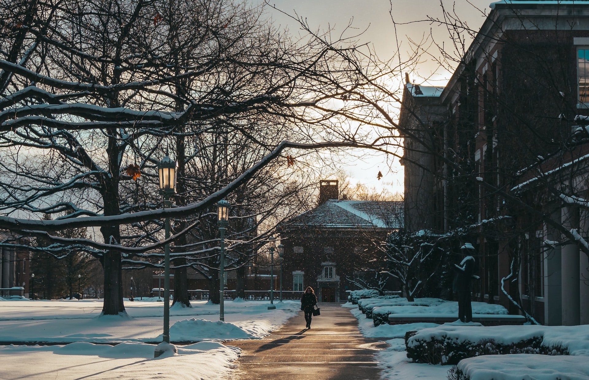 college campus during winter break